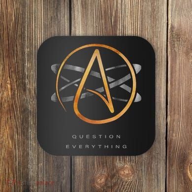Atheist Logo Science Atom Symbol Question Everything Coaster