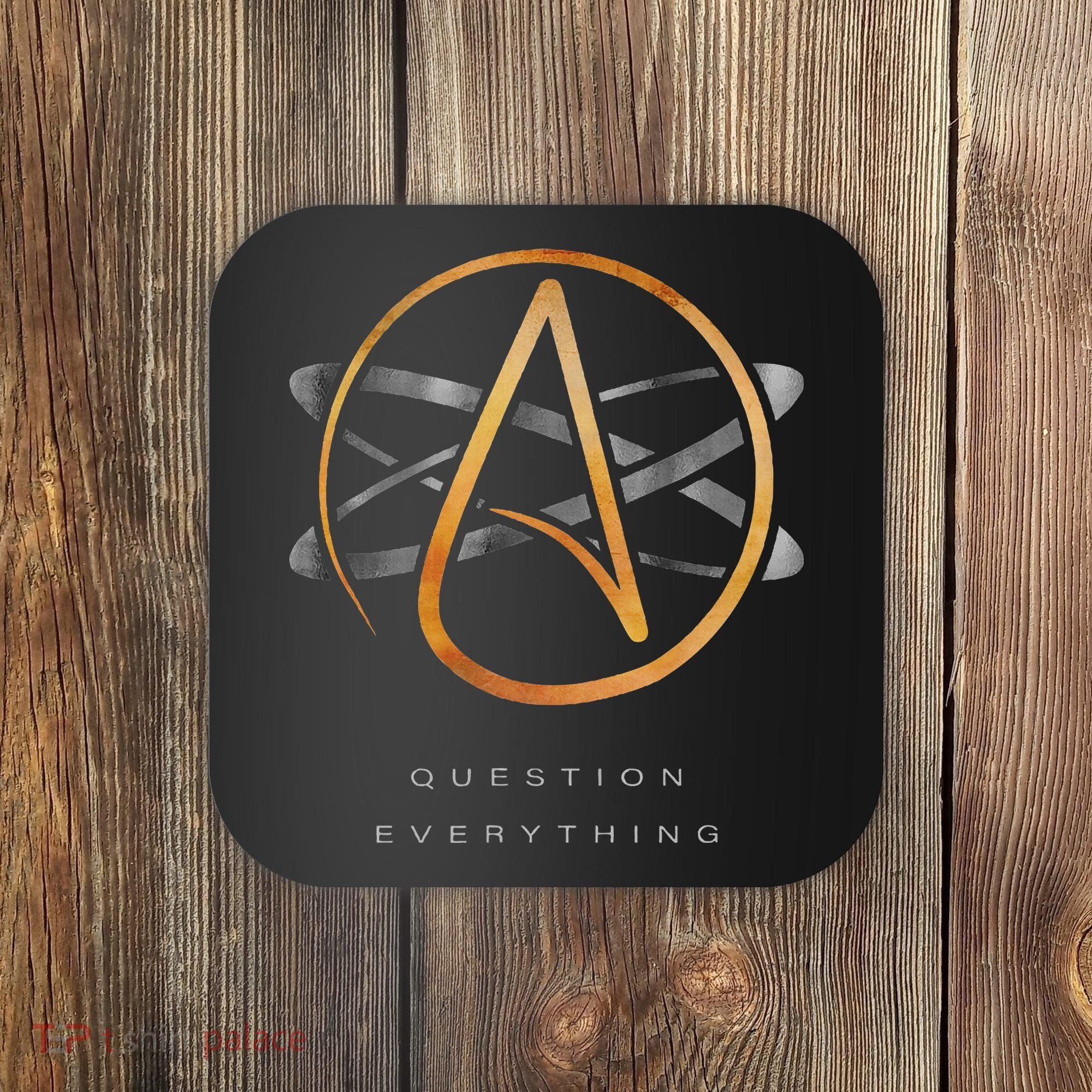 Atheist Logo Science Atom Symbol Question Everything Coaster