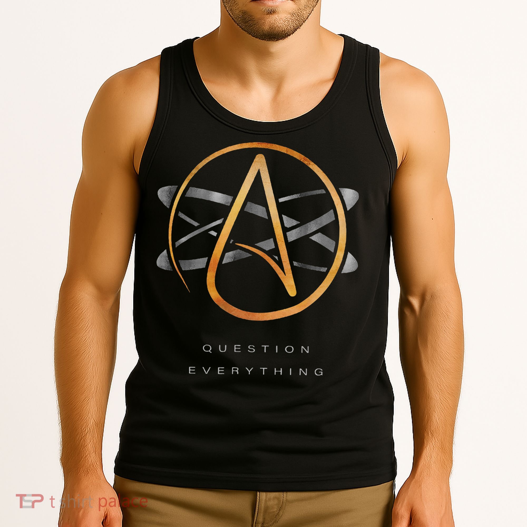 Atheist Logo Science Atom Symbol Question Everything Tank Top