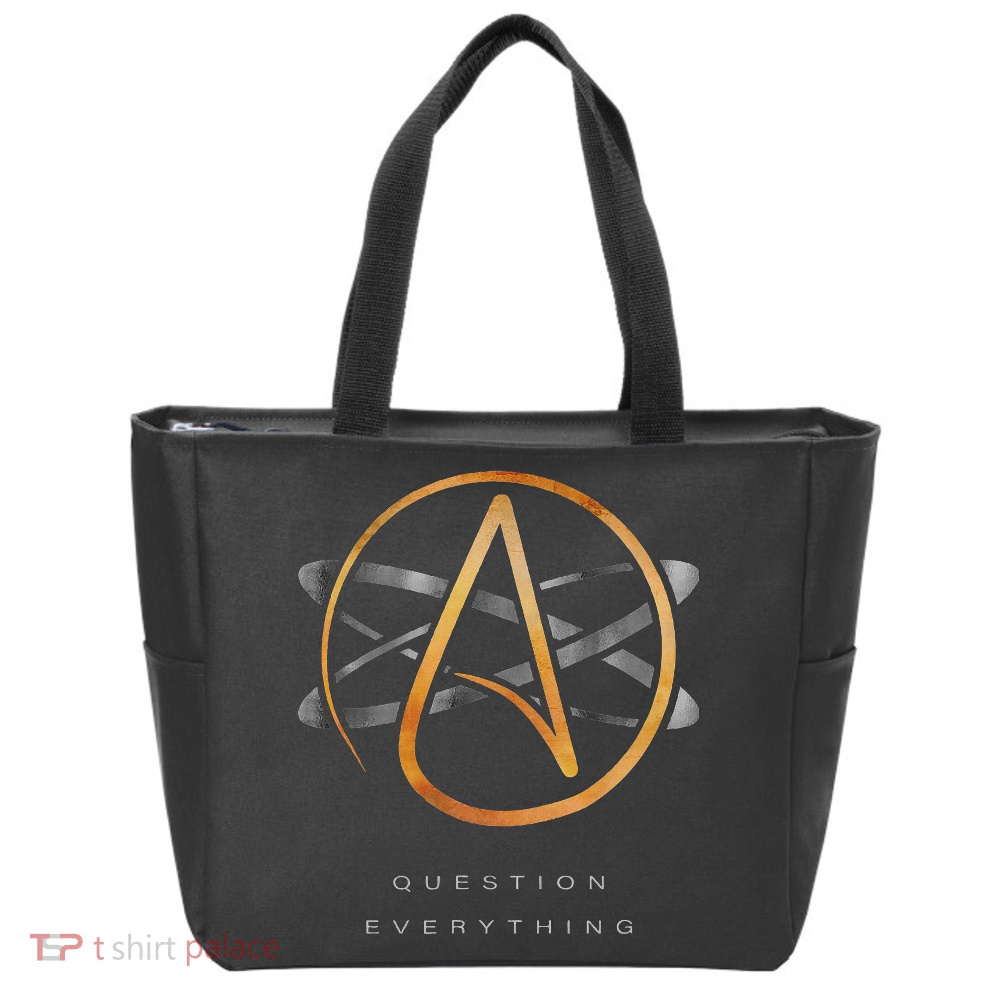 Atheist Logo Science Atom Symbol Question Everything Tote Bag