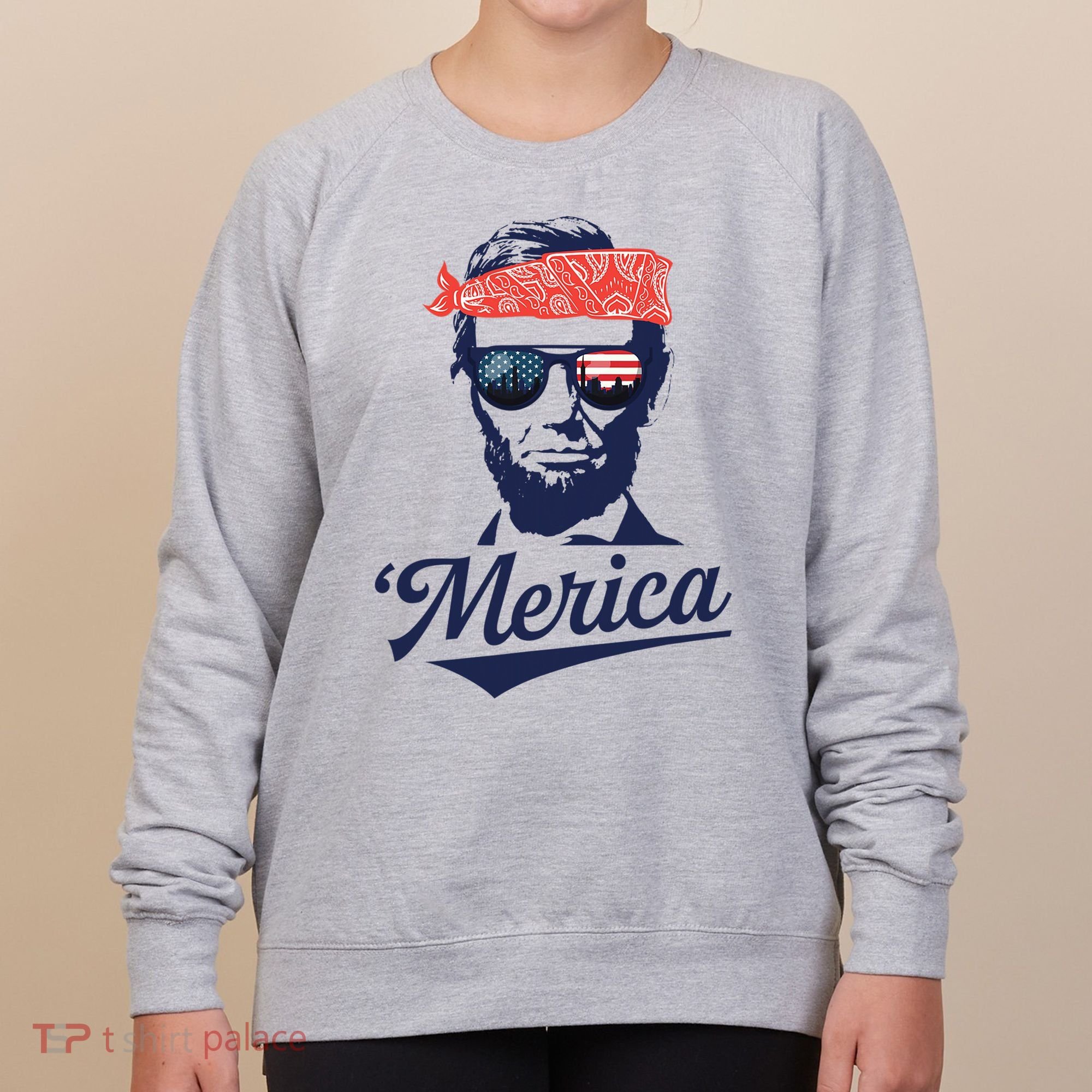 Abraham Lincoln Sunglasses Bandana Merica Women's Sweatshirt