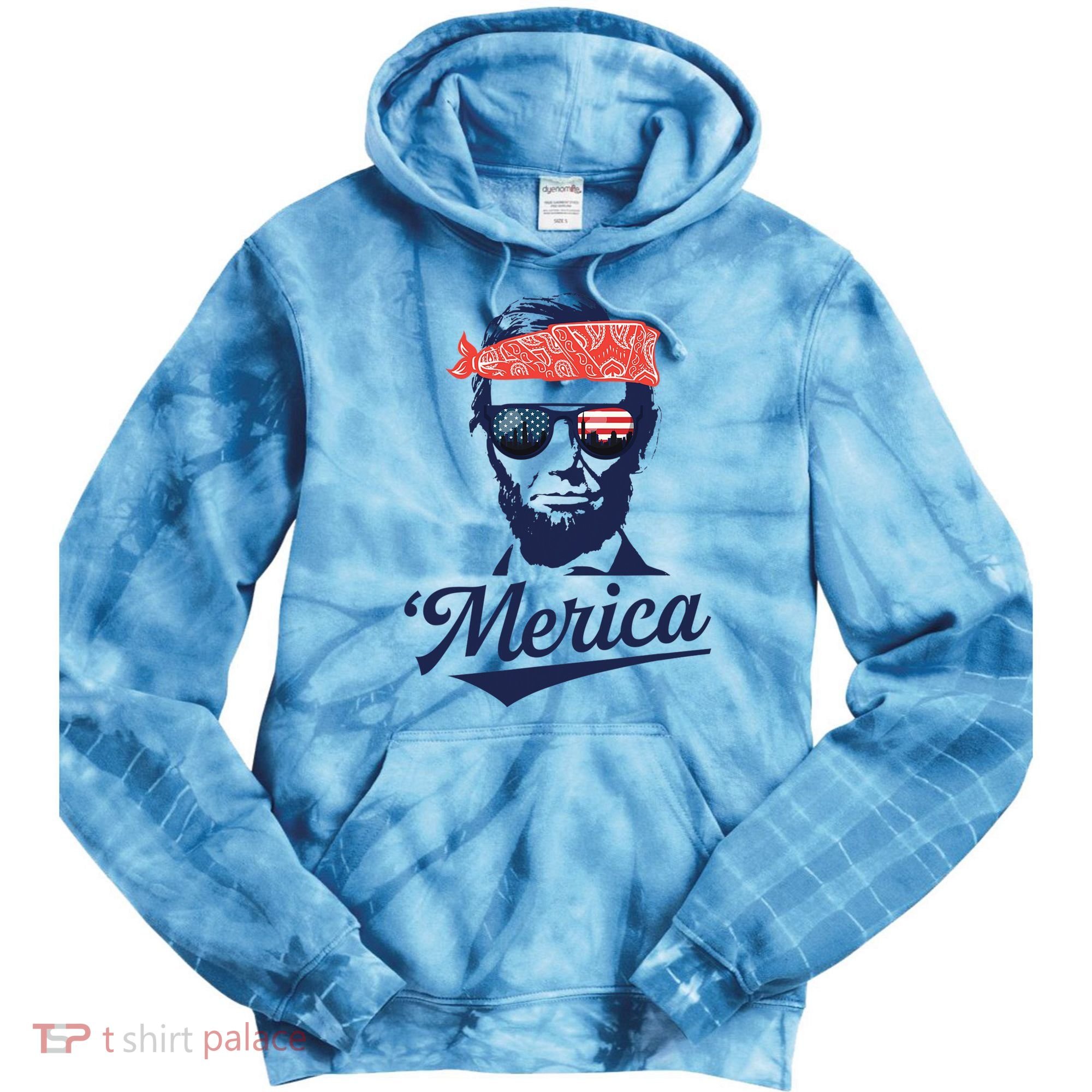 Abraham Lincoln Sunglasses Bandana Merica Tie Dye Hoodie