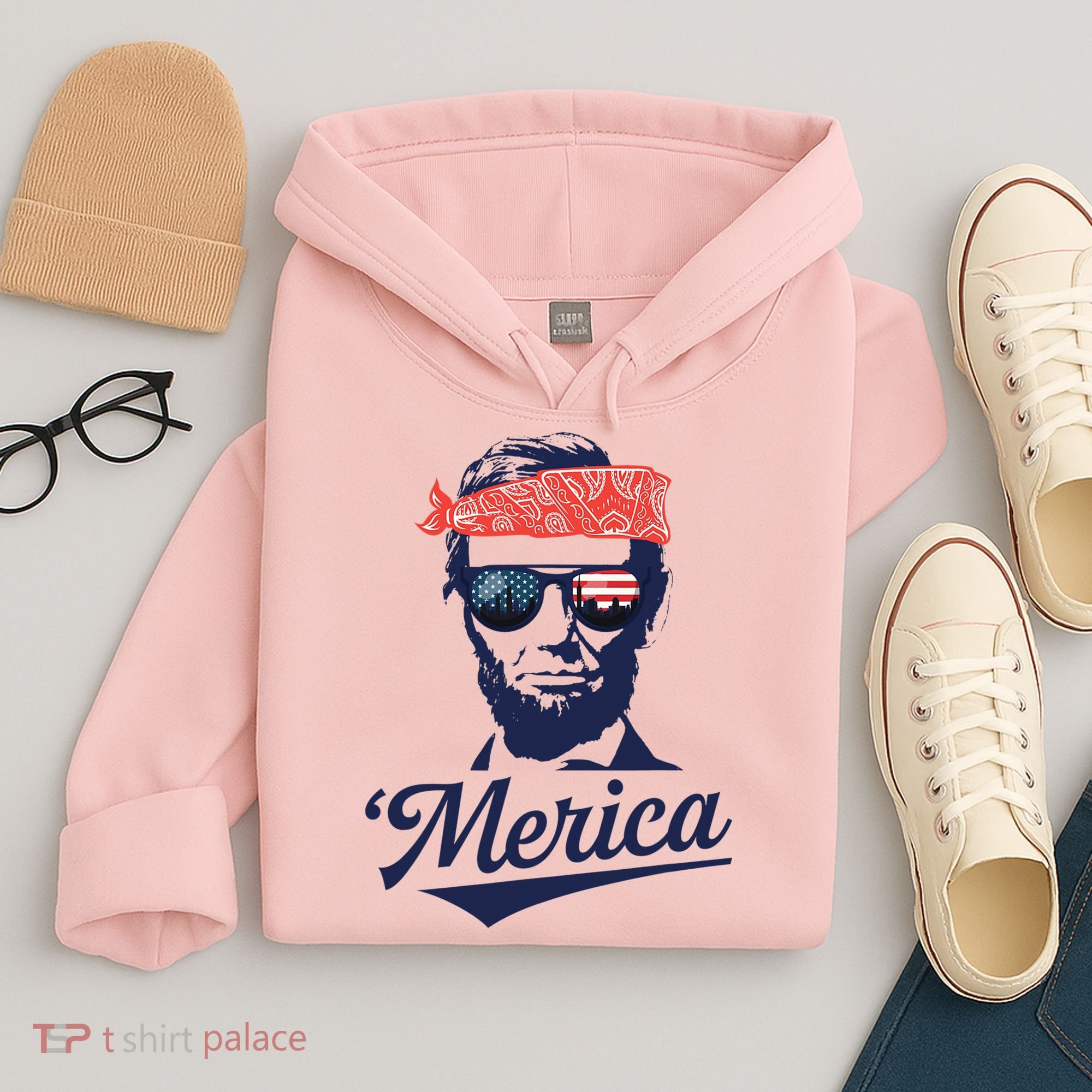 Abraham Lincoln Sunglasses Bandana Merica Hoodie