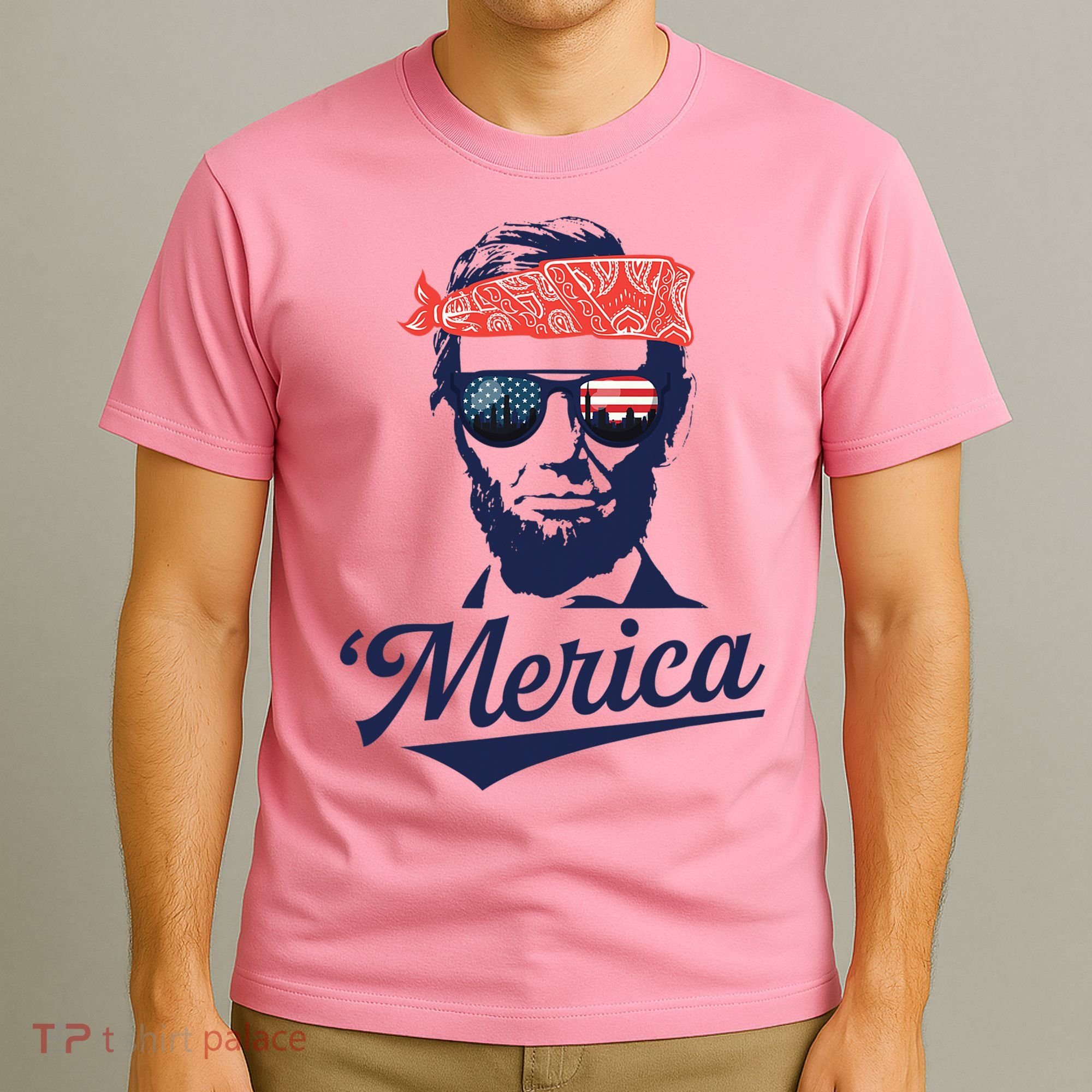 Abraham Lincoln Sunglasses Bandana Merica T-Shirt