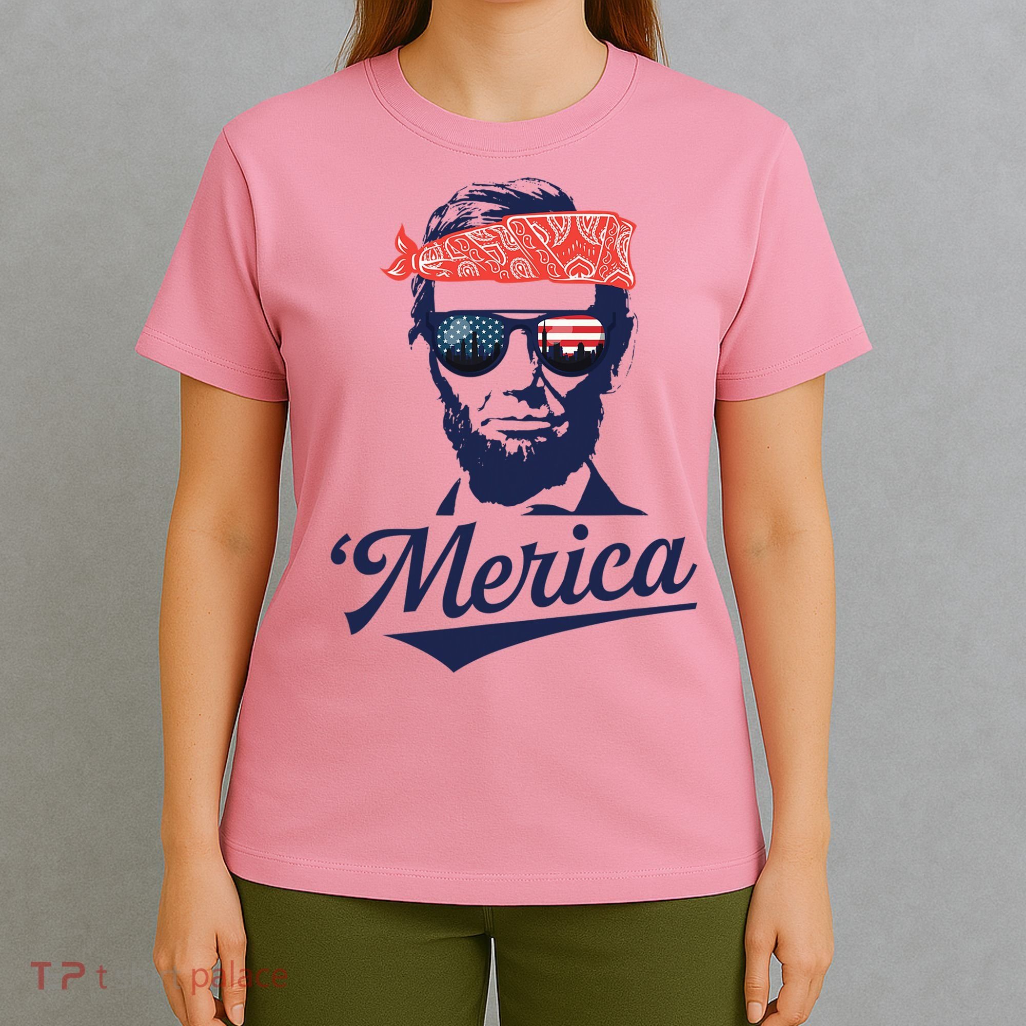 Abraham Lincoln Sunglasses Bandana Merica T-Shirt