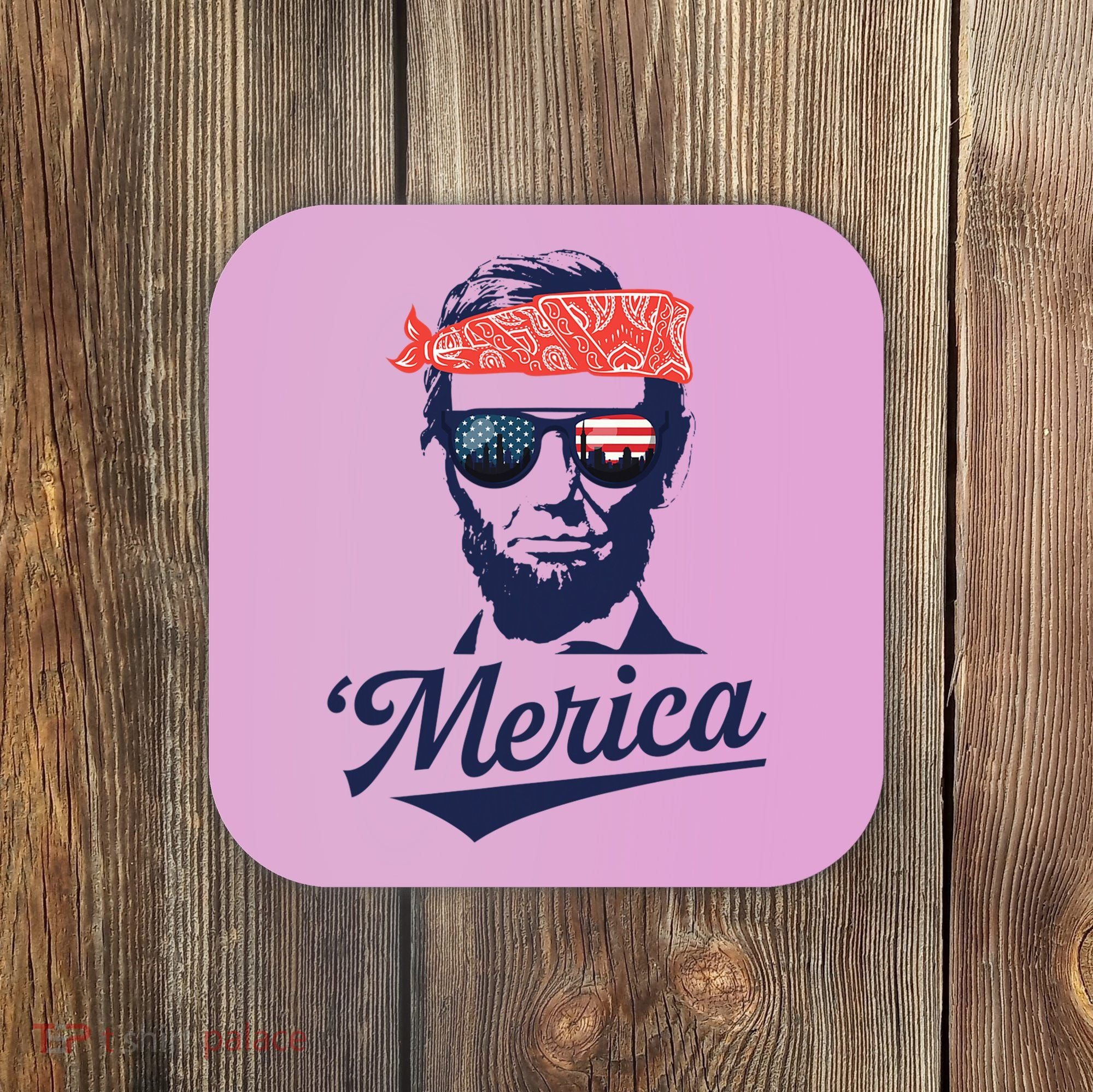 Abraham Lincoln Sunglasses Bandana Merica Coaster