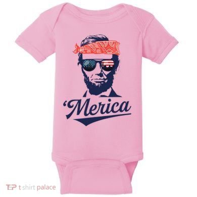 Abraham Lincoln Sunglasses Bandana Merica Baby Bodysuit