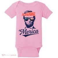 Abraham Lincoln Sunglasses Bandana Merica Baby Bodysuit thumb 0