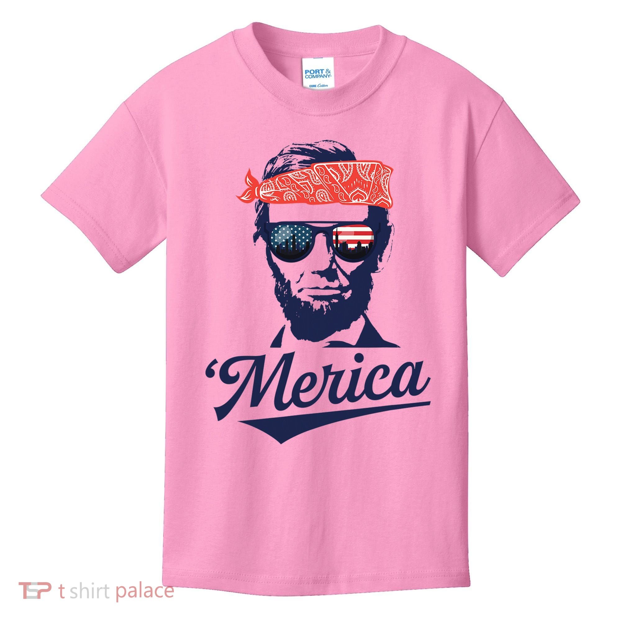 Abraham Lincoln Sunglasses Bandana Merica Kids T-Shirt