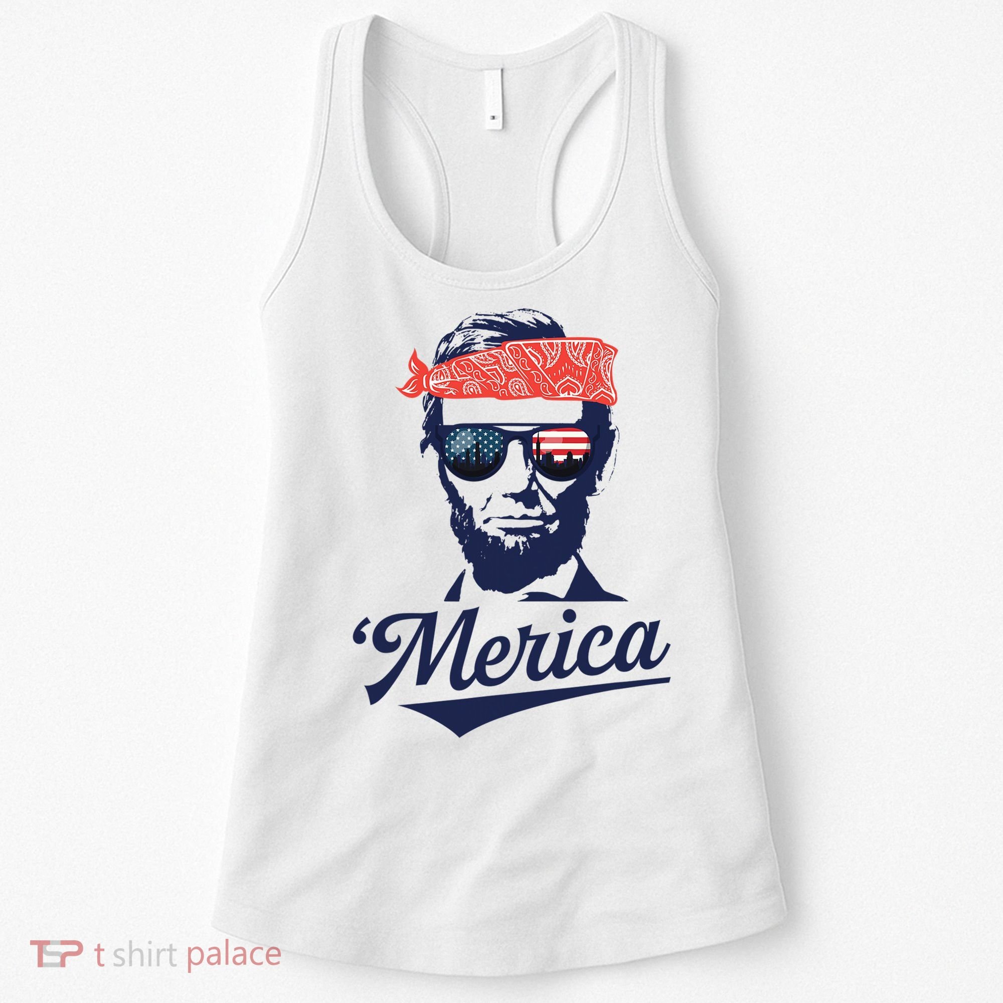 Abraham Lincoln Sunglasses Bandana Merica Women's Tank Top