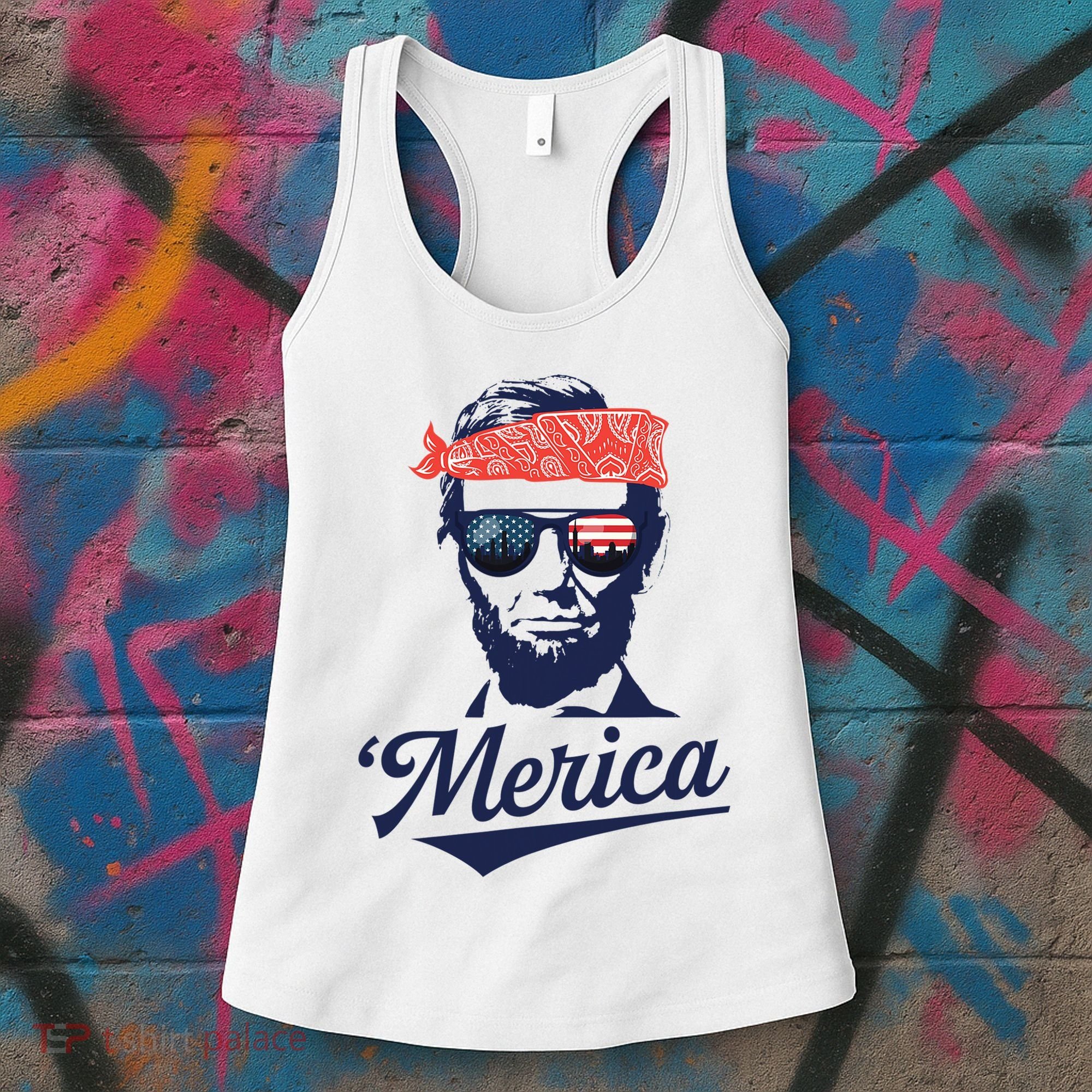 Abraham Lincoln Sunglasses Bandana Merica Women's Tank Top