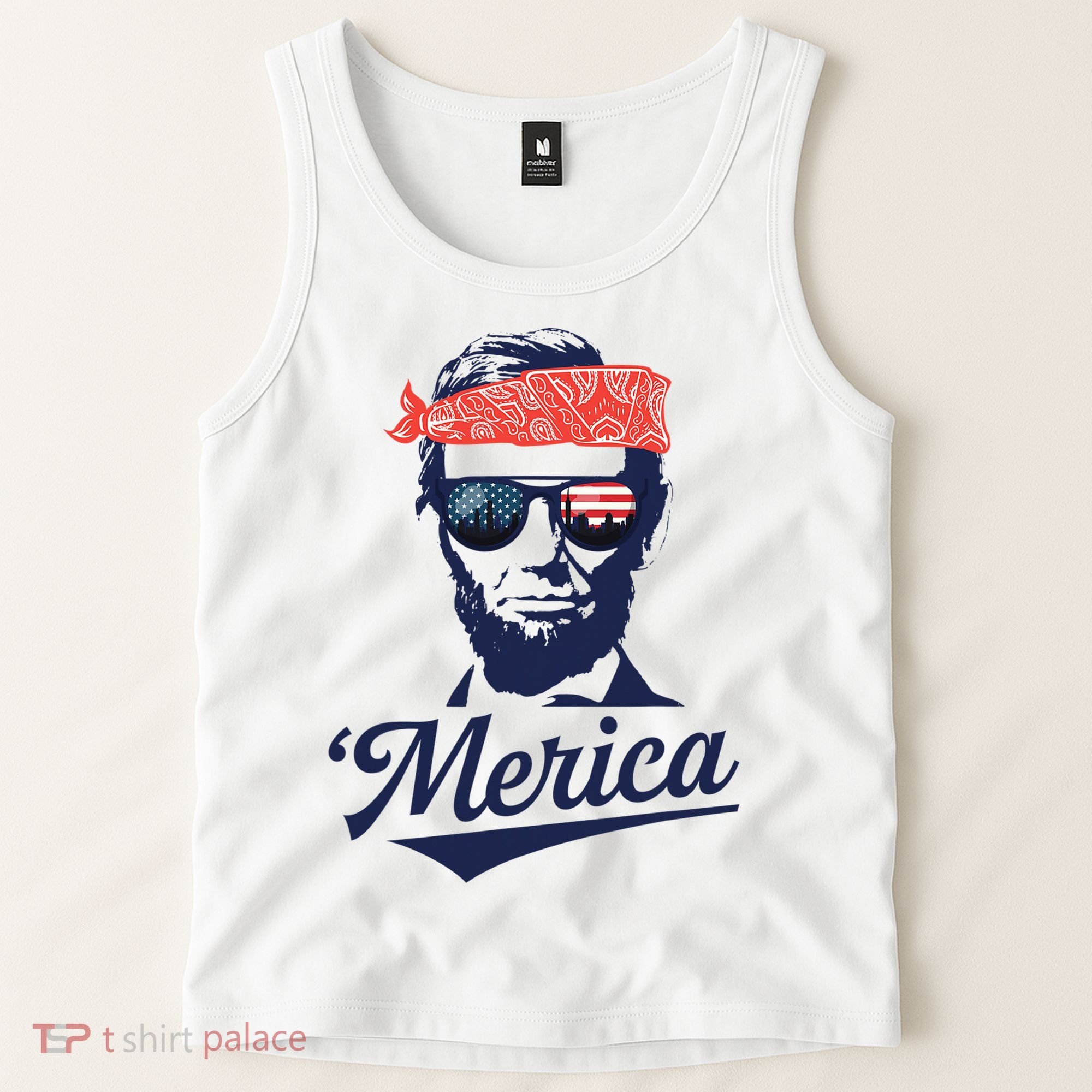 Abraham Lincoln Sunglasses Bandana Merica Tank Top