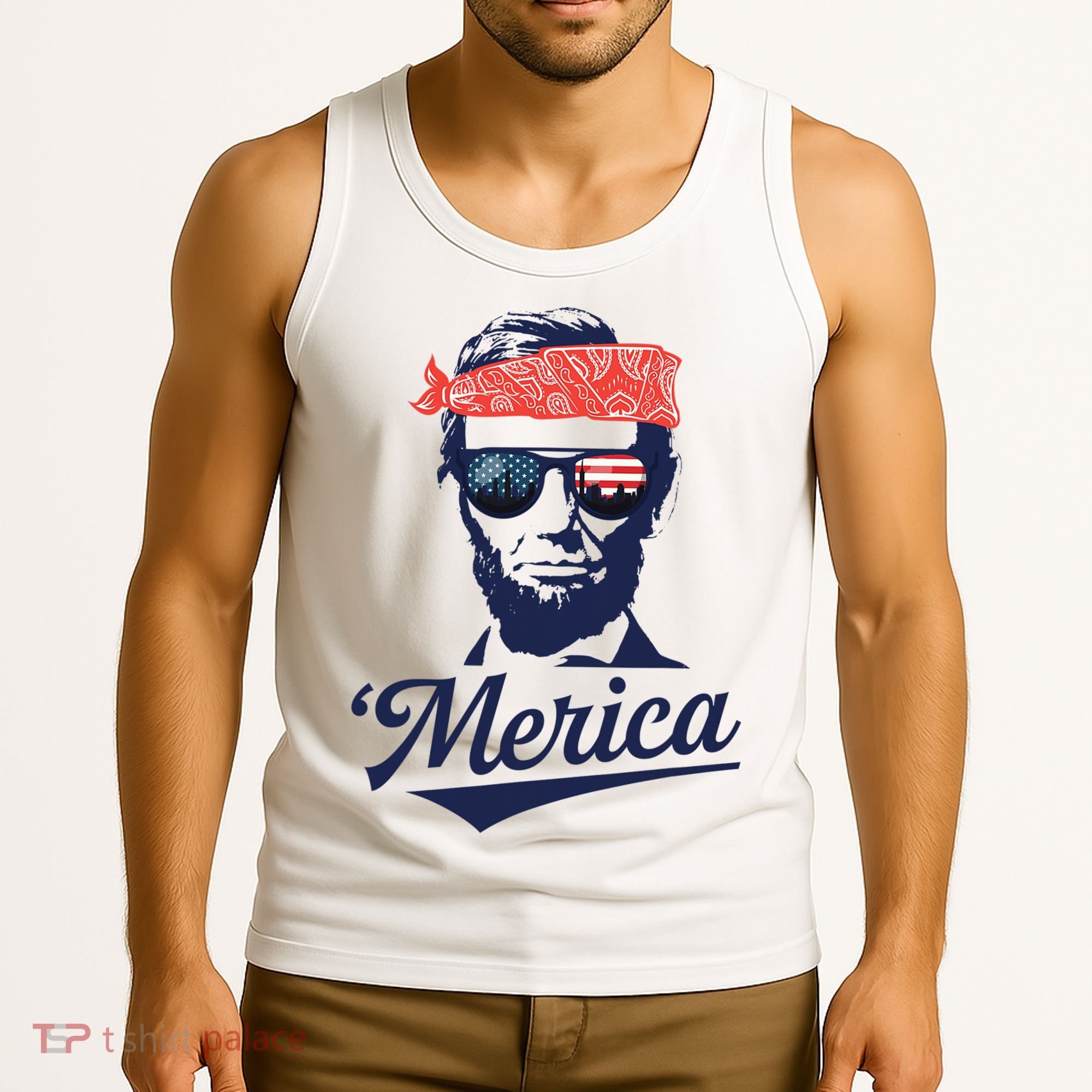 Abraham Lincoln Sunglasses Bandana Merica Tank Top