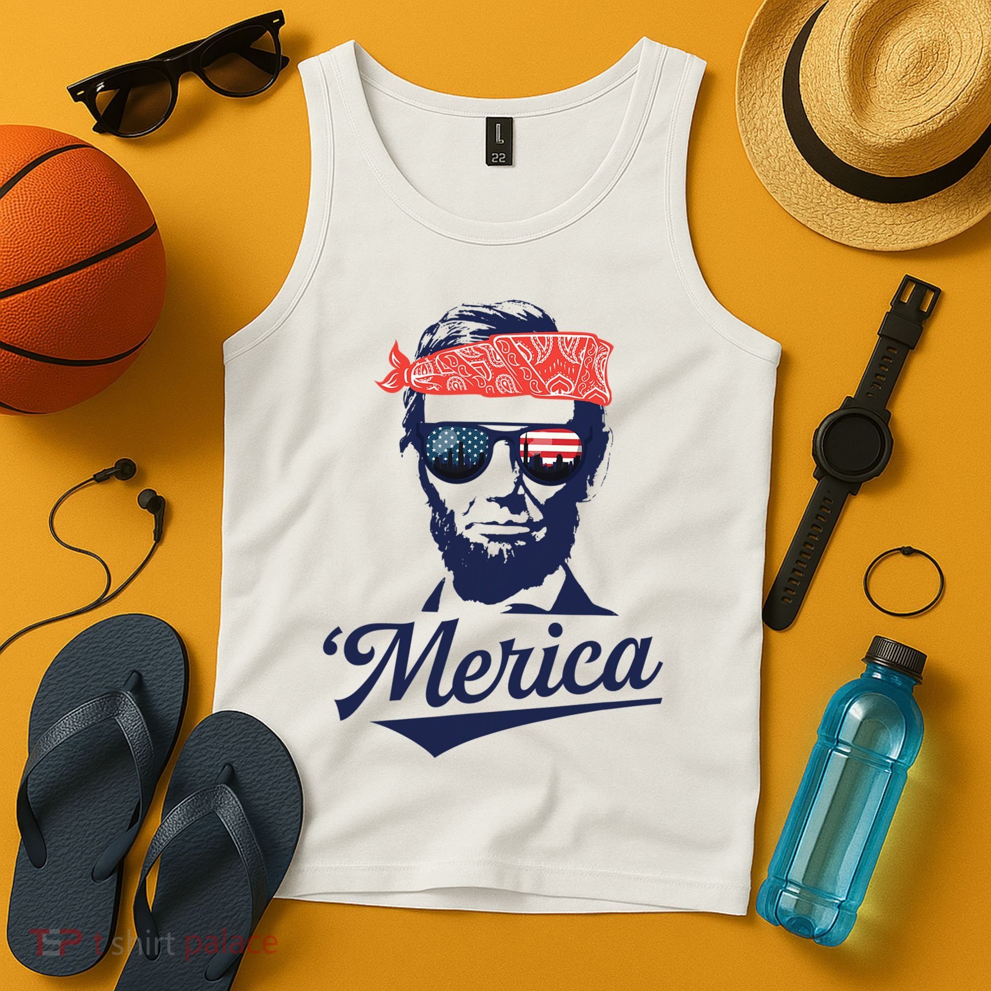 Abraham Lincoln Sunglasses Bandana Merica Tank Top