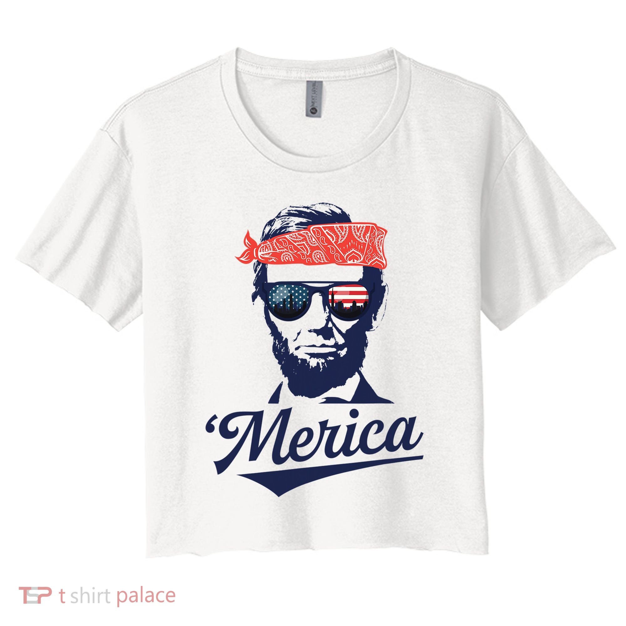 Abraham Lincoln Sunglasses Bandana Merica Women's Crop Top Tee