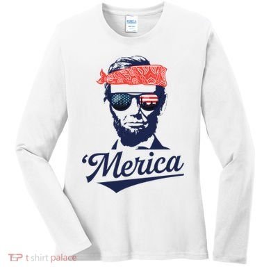 Abraham Lincoln Sunglasses Bandana Merica Women's Long Sleeve Shirt