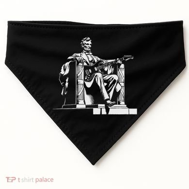 Abraham Lincoln Statue Playing Electric Guitar Funny USA-Made Doggie Bandana