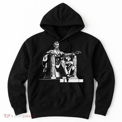 Abraham Lincoln Statue Playing Electric Guitar Funny Hoodie