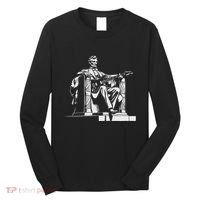 Abraham Lincoln Statue Playing Electric Guitar Funny Long Sleeve Shirt thumb 0