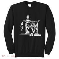 Abraham Lincoln Statue Playing Electric Guitar Funny Sweatshirt thumb 0