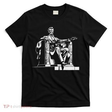 Abraham Lincoln Statue Playing Electric Guitar Funny T-Shirt