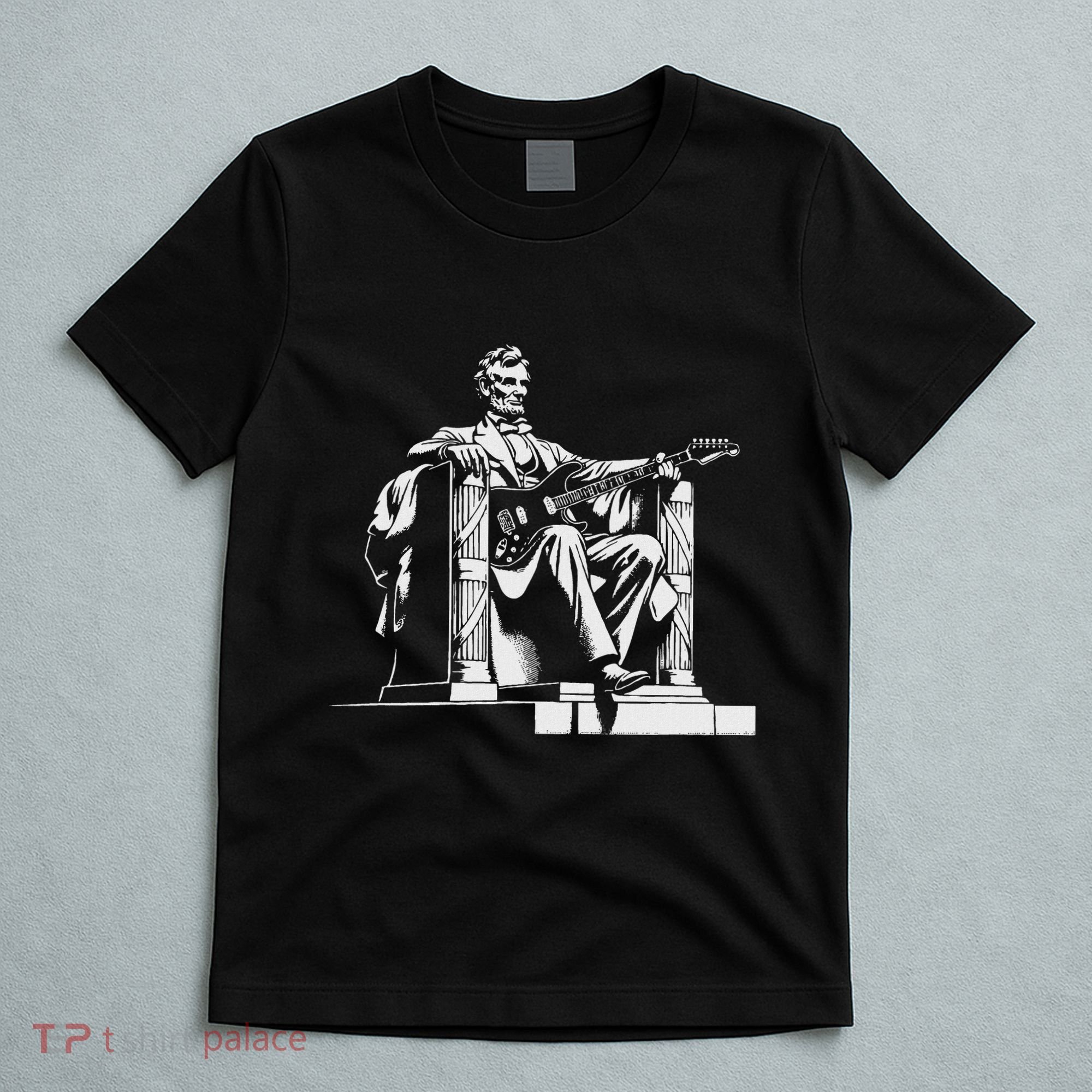 Abraham Lincoln Statue Playing Electric Guitar Funny T-Shirt