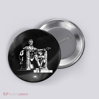 Abraham Lincoln Statue Playing Electric Guitar Funny Button