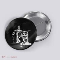 Abraham Lincoln Statue Playing Electric Guitar Funny Button thumb 0
