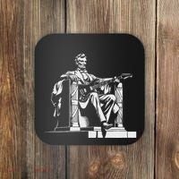 Abraham Lincoln Statue Playing Electric Guitar Funny Coaster thumb 0