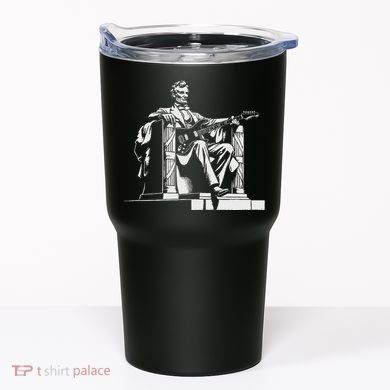 Abraham Lincoln Statue Playing Electric Guitar Funny Tumbler