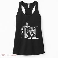Abraham Lincoln Statue Playing Electric Guitar Funny Women's Tank Top thumb 0