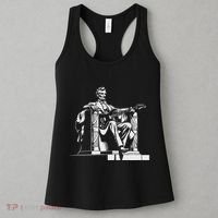 Abraham Lincoln Statue Playing Electric Guitar Funny Women's Tank Top thumb 3