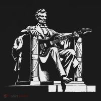 Abraham Lincoln Statue Playing Electric Guitar Funny Women's Tank Top thumb 5