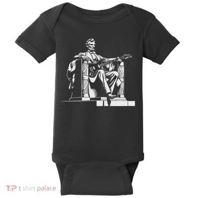 Abraham Lincoln Statue Playing Electric Guitar Funny Baby Bodysuit
