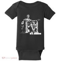 Abraham Lincoln Statue Playing Electric Guitar Funny Baby Bodysuit thumb 0