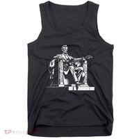 Abraham Lincoln Statue Playing Electric Guitar Funny Tank Top thumb 0