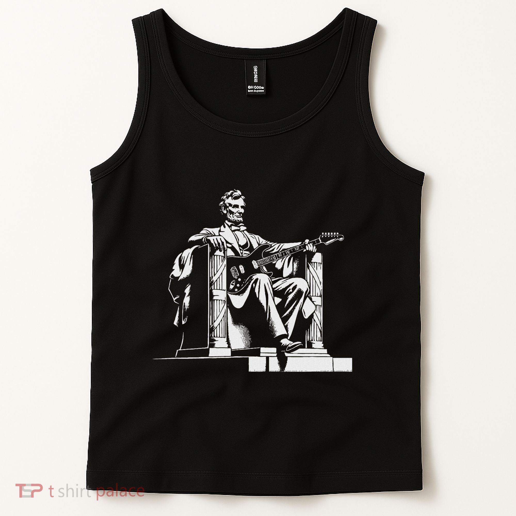 Abraham Lincoln Statue Playing Electric Guitar Funny Tank Top