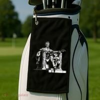Abraham Lincoln Statue Playing Electric Guitar Funny Golf Towel thumb 2