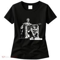 Abraham Lincoln Statue Playing Electric Guitar Funny Women's T-Shirt thumb 0