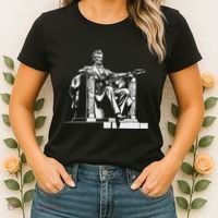 Abraham Lincoln Statue Playing Electric Guitar Funny Women's T-Shirt thumb 2