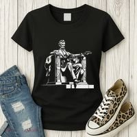 Abraham Lincoln Statue Playing Electric Guitar Funny Women's T-Shirt thumb 3