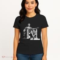 Abraham Lincoln Statue Playing Electric Guitar Funny Women's T-Shirt thumb 4