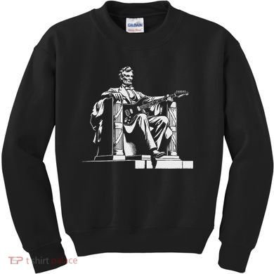 Abraham Lincoln Statue Playing Electric Guitar Funny Kids Sweatshirt