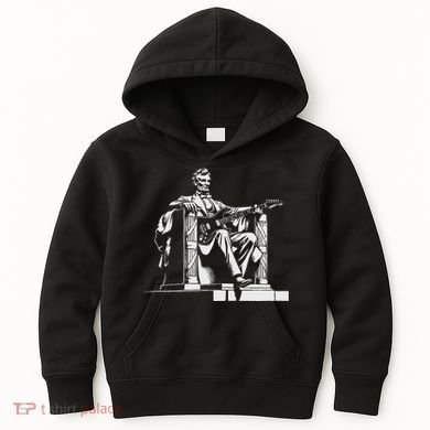 Abraham Lincoln Statue Playing Electric Guitar Funny Kids Hoodie