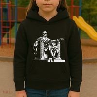 Abraham Lincoln Statue Playing Electric Guitar Funny Kids Hoodie thumb 3
