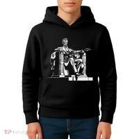 Abraham Lincoln Statue Playing Electric Guitar Funny Kids Hoodie thumb 4