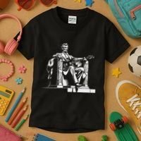 Abraham Lincoln Statue Playing Electric Guitar Funny Kids T-Shirt thumb 3