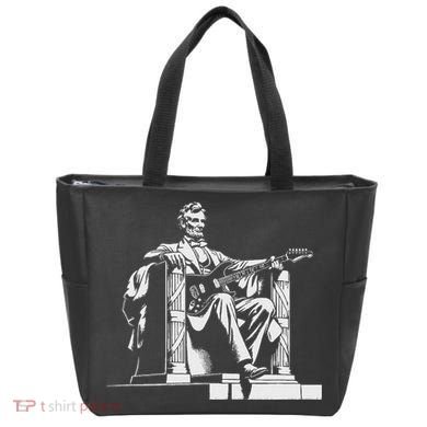 Abraham Lincoln Statue Playing Electric Guitar Funny Tote Bag