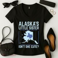 Alaskas Little Sister Isnt She Cute Texas Women's V-Neck T-Shirt thumb 2