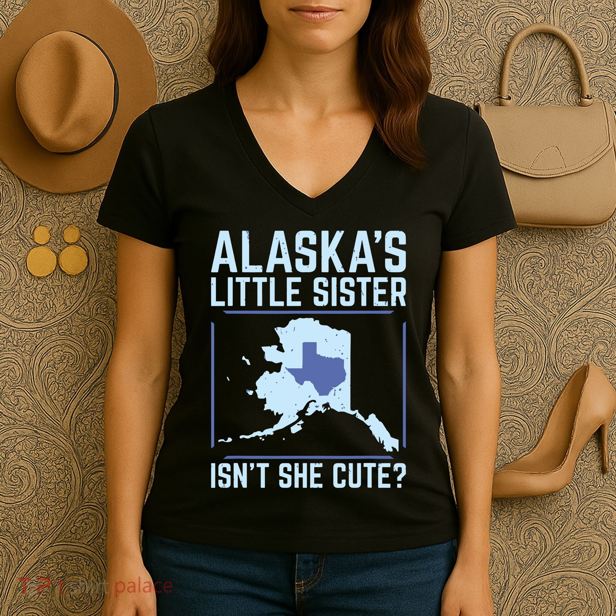 Alaskas Little Sister Isnt She Cute Texas Women's V-Neck T-Shirt